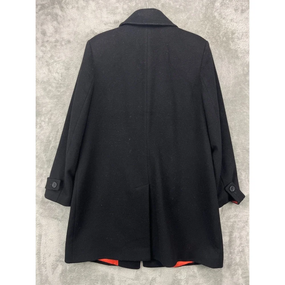 Michael by Michael Kors Women's Trench Coat 14 Black 100% Wool‎ Lined Pockets